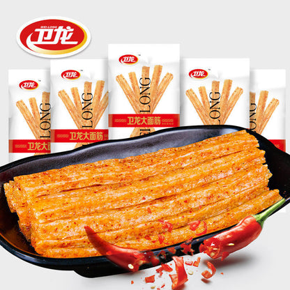 Chinese Snacks WeiLong Latiao 80After Snacks Spiciness 卫龙大面筋 面筋辣条辣片 65g*10 bags