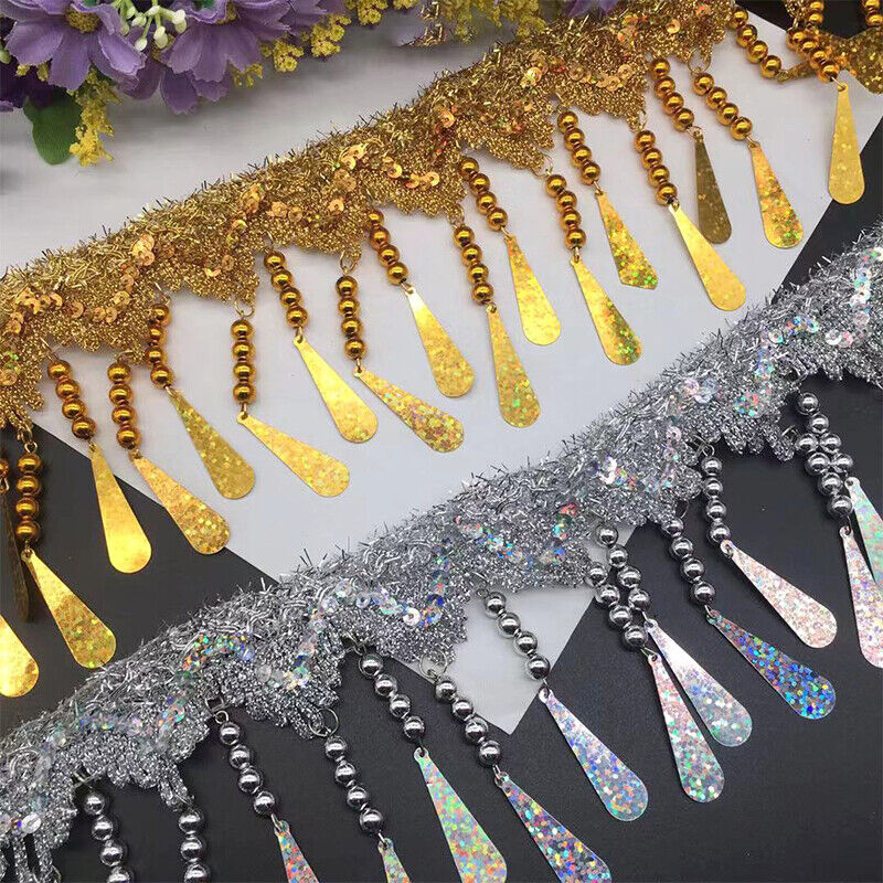 Sequin Bead Tassel Lacetrimming for Sewing Performance Dance Clothing CurtainDIY