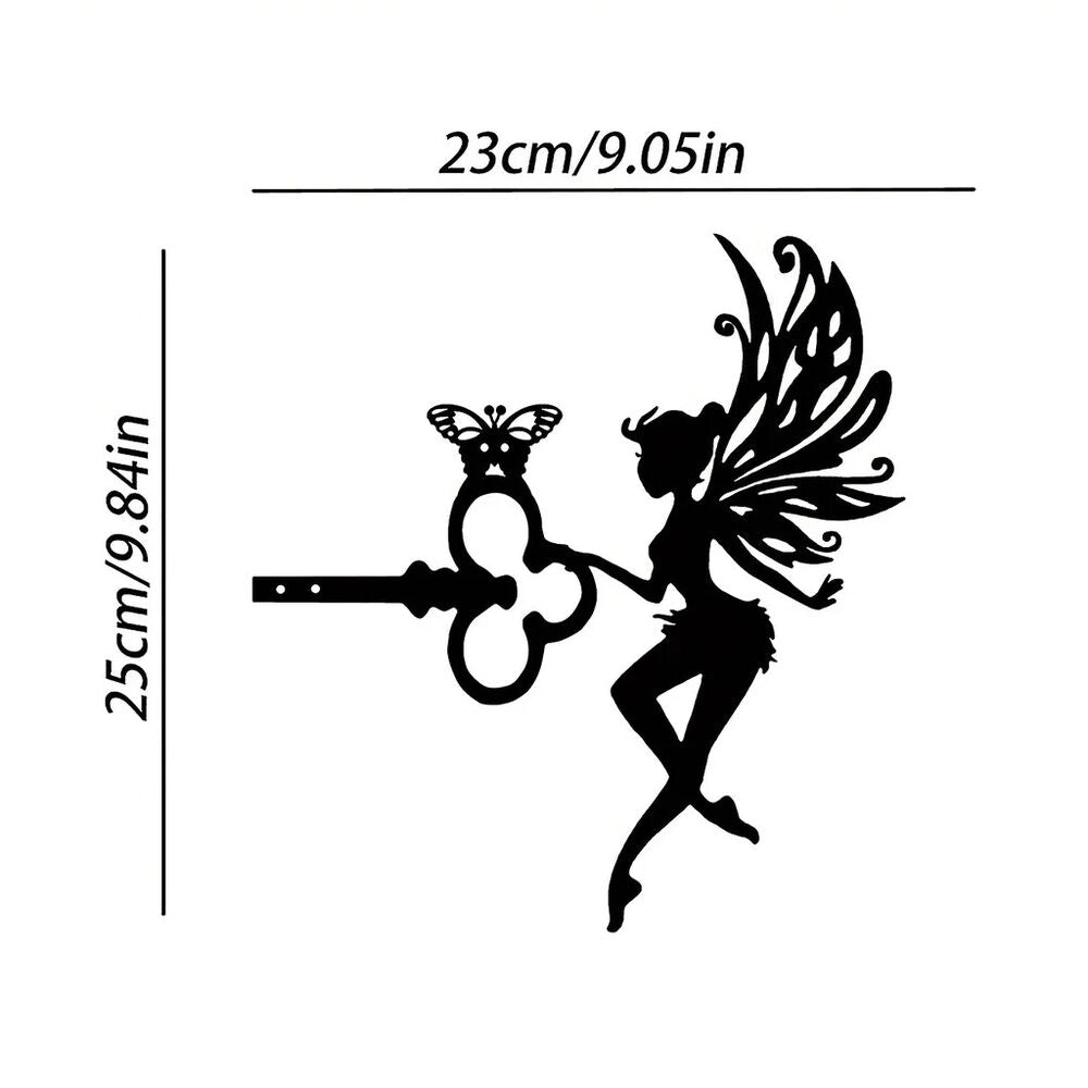 Elf On Branch Steel Silhouette Metal Wall Art Garden Yard Patio Statue Stake