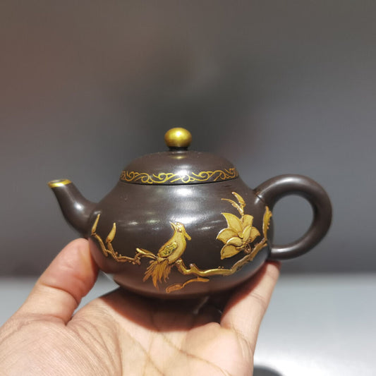 Chinese Yixing Zisha Clay Handmade Exquisite Teapot（描金玉乳壶 低款：顾景舟）