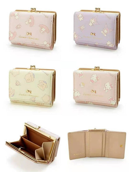 NEW Women's Leisure Wallet Kuromi Pudding Dog Zipper Buckle Bag Leather Clip