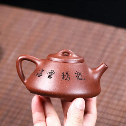 160ml tea pot 14 infuer dragon carved shipiao pot ore real yixing zisha purple