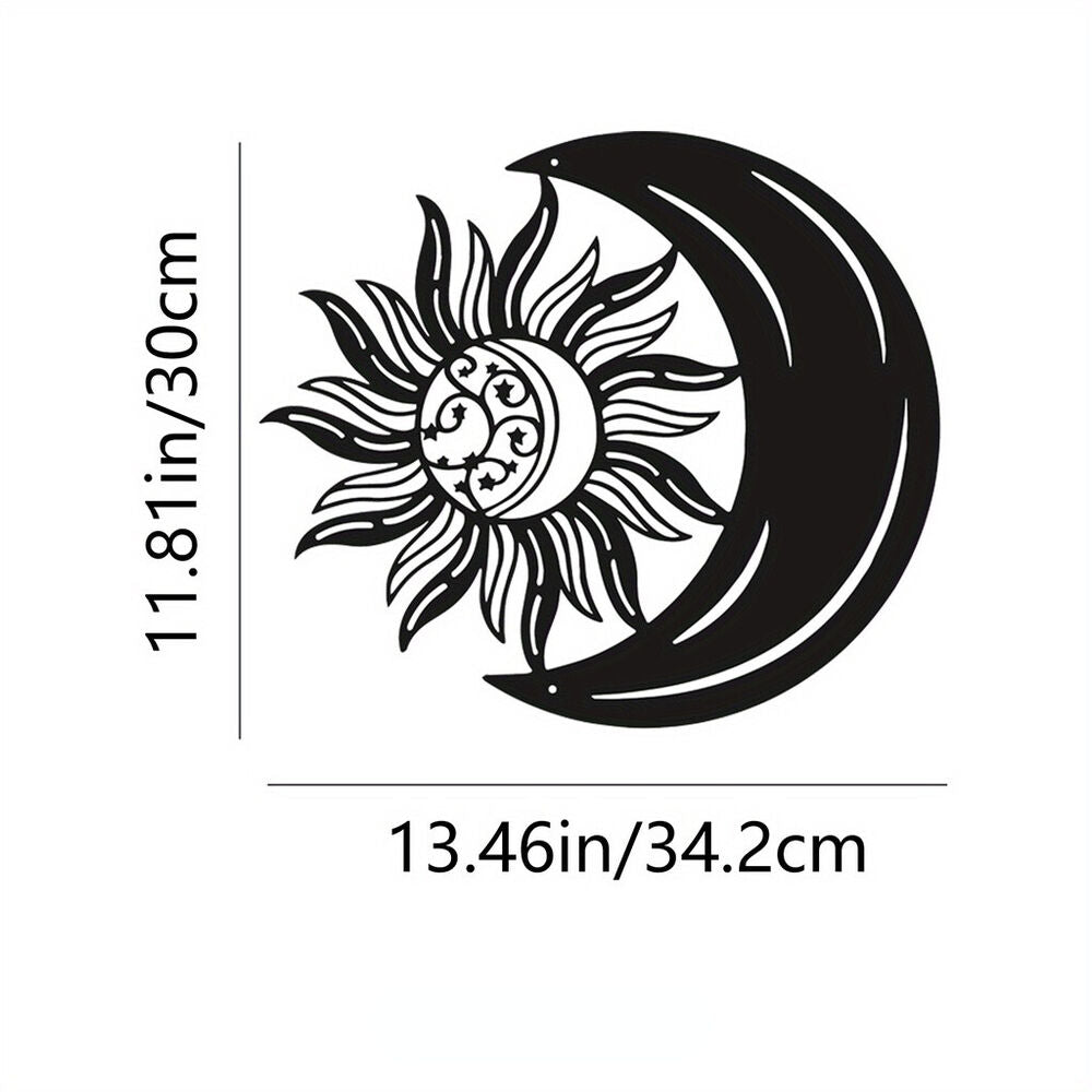 1pc Metal Sun And Moon Wall Decor,Metal Wall Art For Living Room Sculpture