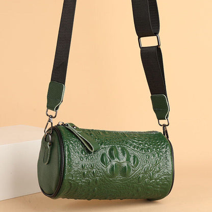 Leather Crocodile Print Women Bag Desinger Cylinder Bag Crossbody Shoulder Bag