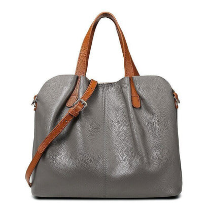Genuine Leather Women Handbags Blue Cowhide Soft Female Shoulder Bag