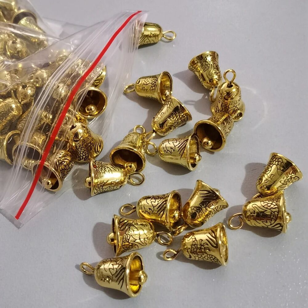 Fashion Pendants Beads 20Pcs Tibetan Gold Metal Alloy Non Ringing Bells 14x9.5mm