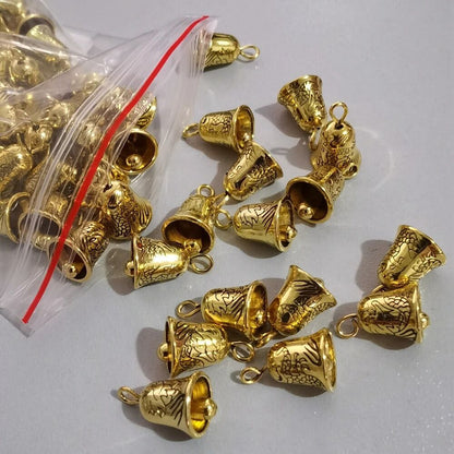 Fashion Pendants Beads 20Pcs Tibetan Gold Metal Alloy Non Ringing Bells 14x9.5mm