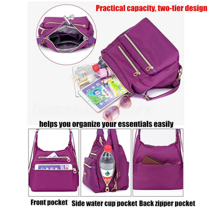 Women Lady Nylon Backpack Shoulder Bag Travel Handbag Crossbody Tote Satchel Bag