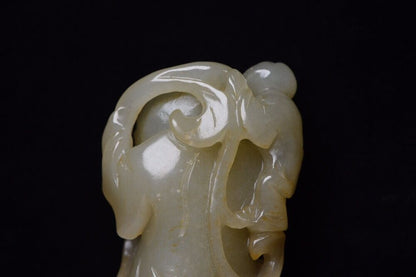 Chinese Natural Hetian Jade Hand Carving Children Statue Exquisite Figurines Art