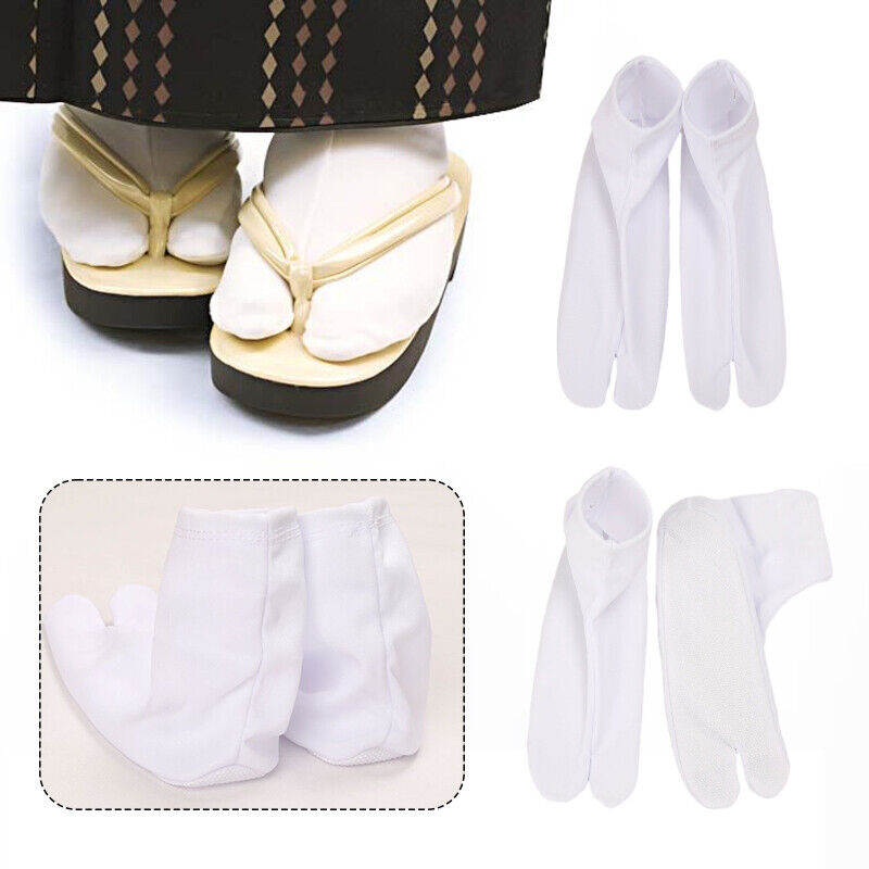 Kimono Japanese Cosplay Socks Simple White Foot Bag Non-slip Bottom Two-finger