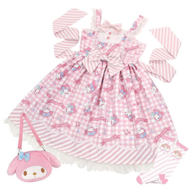 Cinnamoroll My Melody Kuromi JSK Lolita Princess Dress Girl Bow-knot Strap Dress