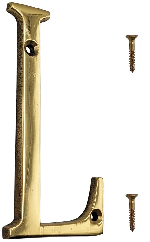 4-inch House Letter with Mounting Screws, Polished Brass, Shiny Gold Color