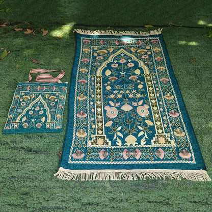 Pilgrimage Carpet Muslim Rug With Bag Kneeling Liturgical Blanket Worship Mat