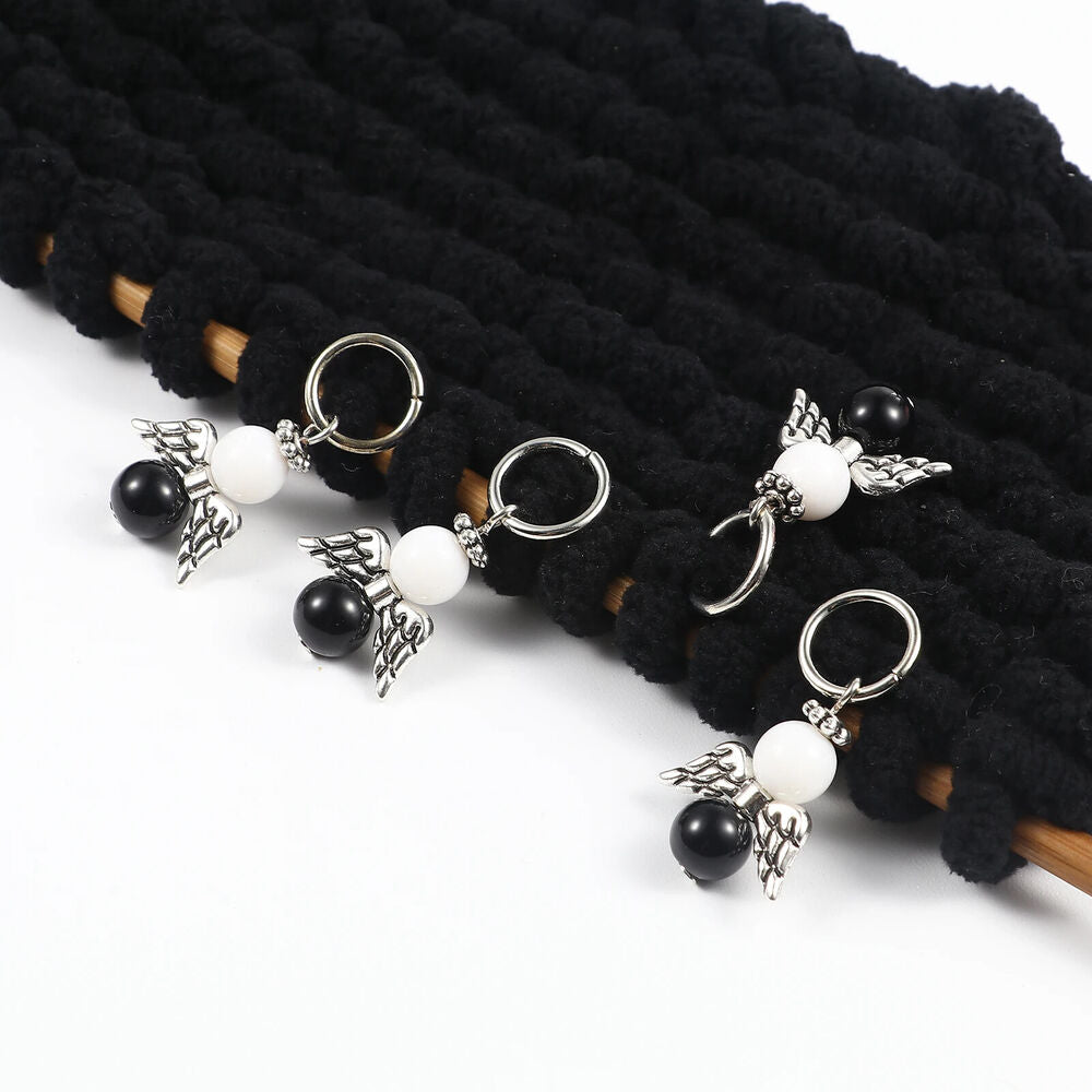 Knitting Stitch Markers 10Pcs Resin Beads Metal Angel Crochet Craft Locking Tool