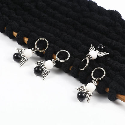 Knitting Stitch Markers 10Pcs Resin Beads Metal Angel Crochet Craft Locking Tool