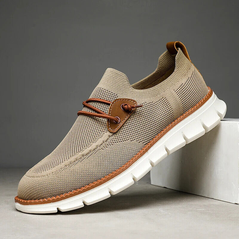 Men Casual Mesh Shoes Loafers Summer Breathable Light Weight Big Foot