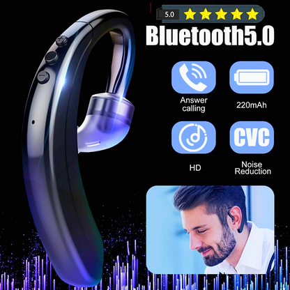 Wireless Bluetooth 5.0 Earpiece Headset Driving Trucker Earbuds Noise Cancelling