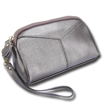 Casual Clutch Bag Genuine Cow Leather Wristlets Handbag Woman Wallet Soft Zipper