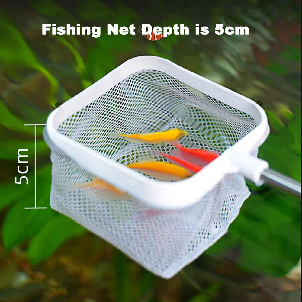 Aquarium Square Fishing Net Extendable Long Handle With Suction Cup Fishing Gear