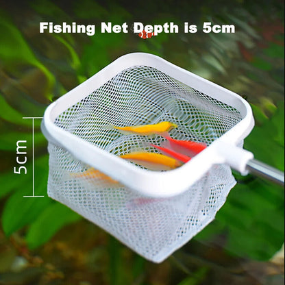 Aquarium Square Fishing Net Extendable Long Handle With Suction Cup Fishing Gear