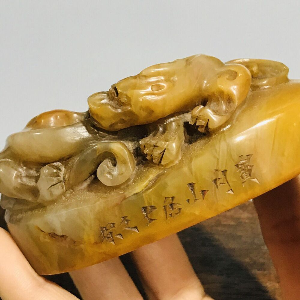 Chinese Peking Shoushan Stone Carving Animal Statue Seal Nice Figurines Artwork