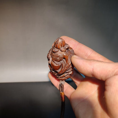 wood carving wooden Lotu frog wooden carved statue Portable mini Boxwood gift