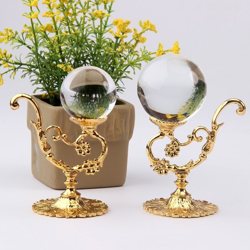 Crystal Ball Holder Gold Sphere Ball Display Stand Shelf Rack 5x3x2.7 Inch Metal