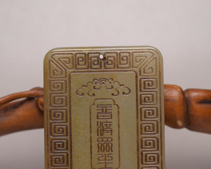 Chinese Natural Hetian Jade Carving Dragon Kuan Yin Statue Lucky Pendant Jewelry