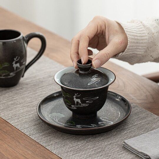 Deer Ceramic Gaiwan Tea Cups and Sets 150ml