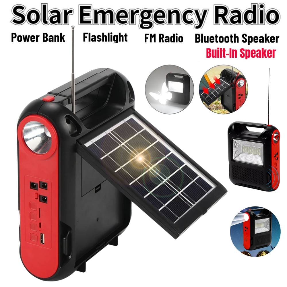 Kit Solar LED Emergency Lamp with Power Bank Rechargeable 5 in 1 Multipurpose
