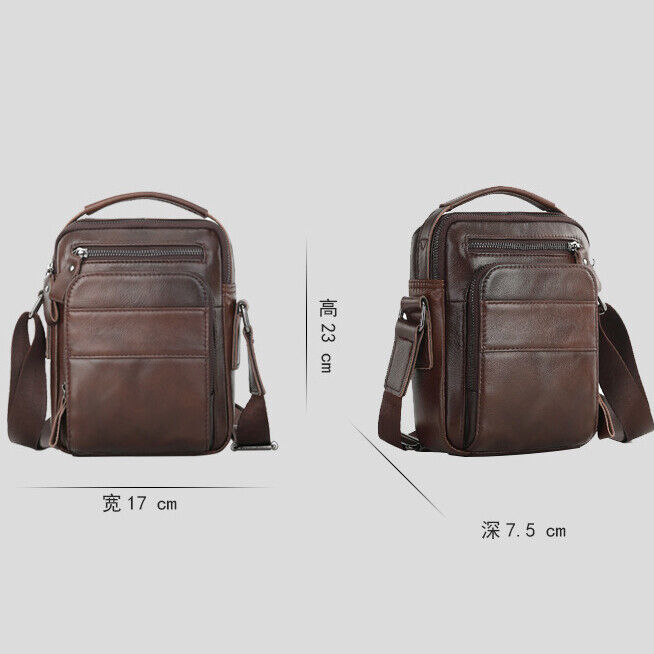 100% Genuine Leather Men's Crossbody Shoulder Bag 8" Handbag Business Cowhide