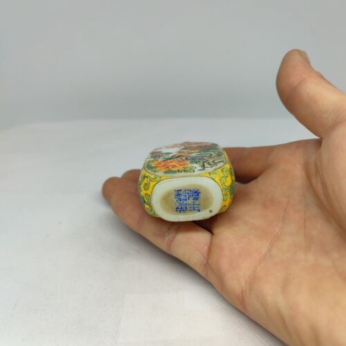 peking glass snuff bottle hand painted flowers qing rare signed bird snuffbox