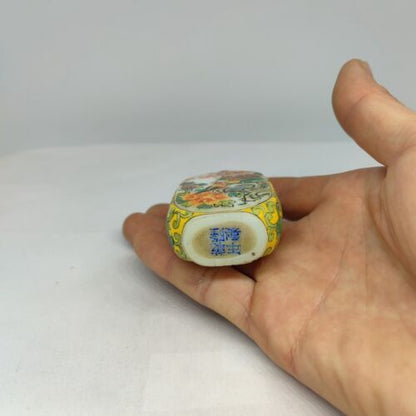 peking glass snuff bottle hand painted flowers qing rare signed bird snuffbox