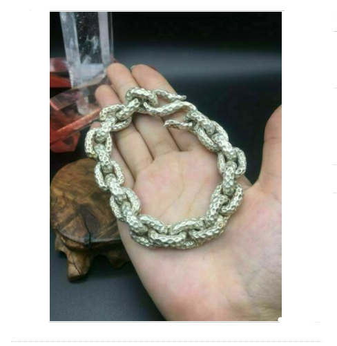 Asian old miao silver hand cast cool statue bracelet jewel gift