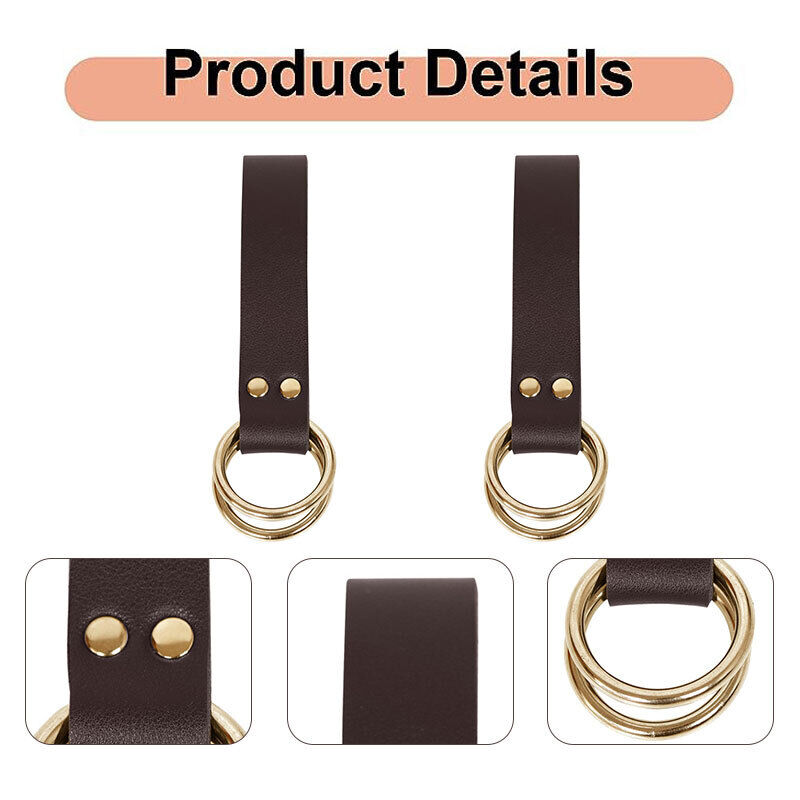 Womens Mens Hook Strap Double Metal Rings PU Leather Bag Medieval Belt