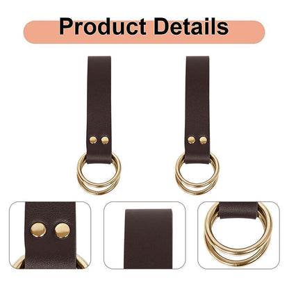 Womens Mens Hook Strap Double Metal Rings PU Leather Bag Medieval Belt
