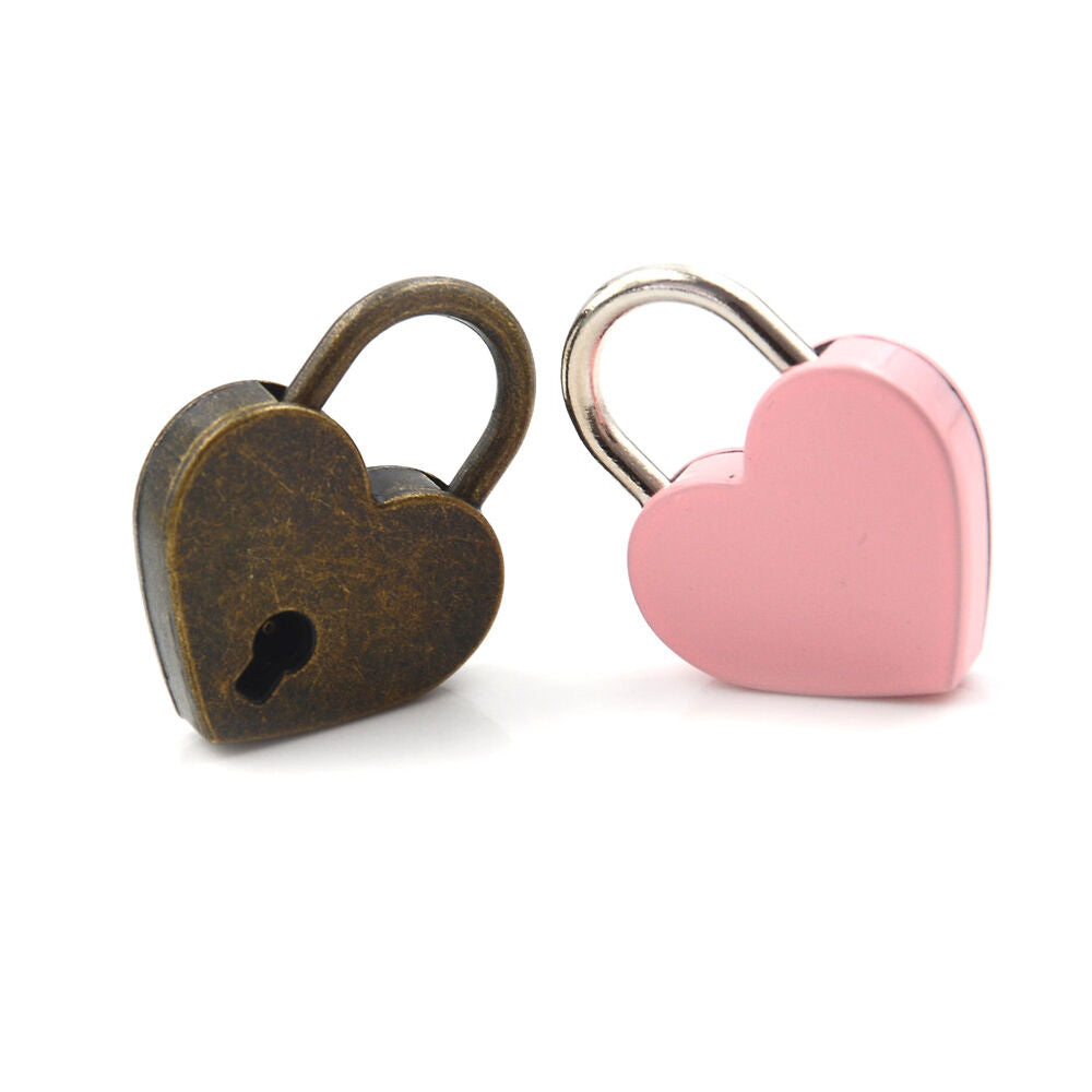 Mini Padlock Love Heart Shape Padlock Tiny Luggage Bag Case Lock With Key-ca