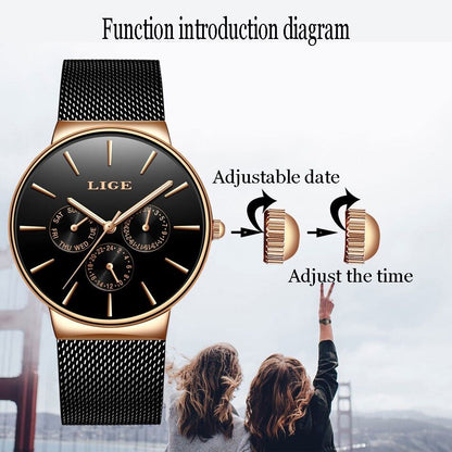 Watch for Women Luxury Jewelry Steel Quartz Wristwatches Gift for Ladies Present
