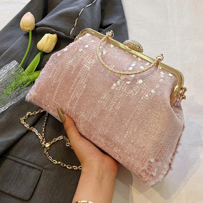 Women Handbag Chain Shoulder Bag Lady Party Clip Shell Evening Clutch