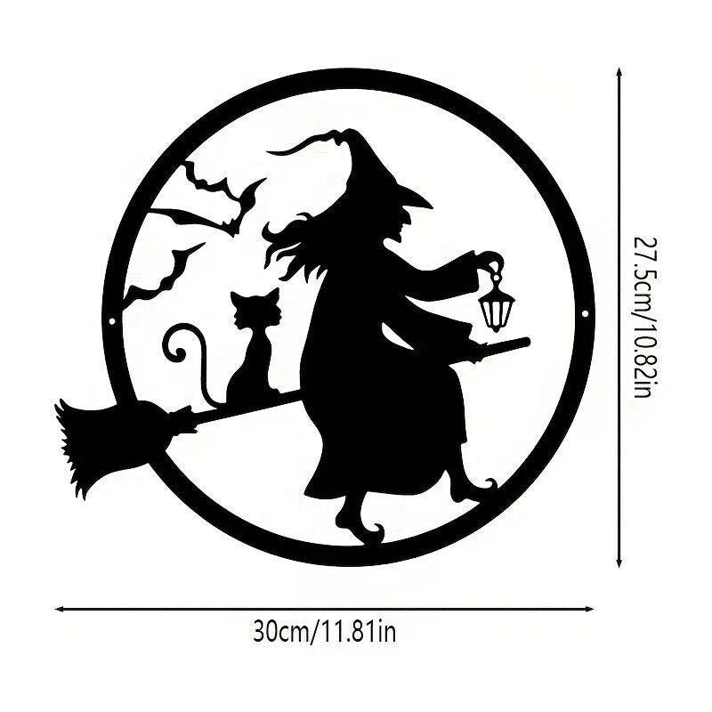 Iron Witch Metal Witch Hanger Evil Decoration,Happy Decoration Halloween Door