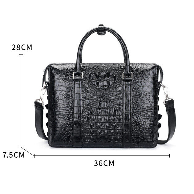 Handcrafted Alligator Crocodile Skin Leather Briefcase Men's Business Handbags