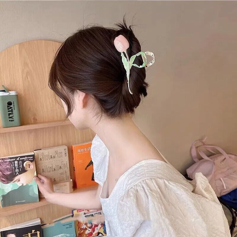 Women Hairpin Alloy Fashion Small Fresh Tulip Flower Back Hair Clips Accessories