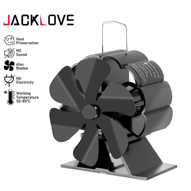6 Blades Fireplace Stove Fan Heat Cocoon Self-Powered Wood Top Burner Eco Heater
