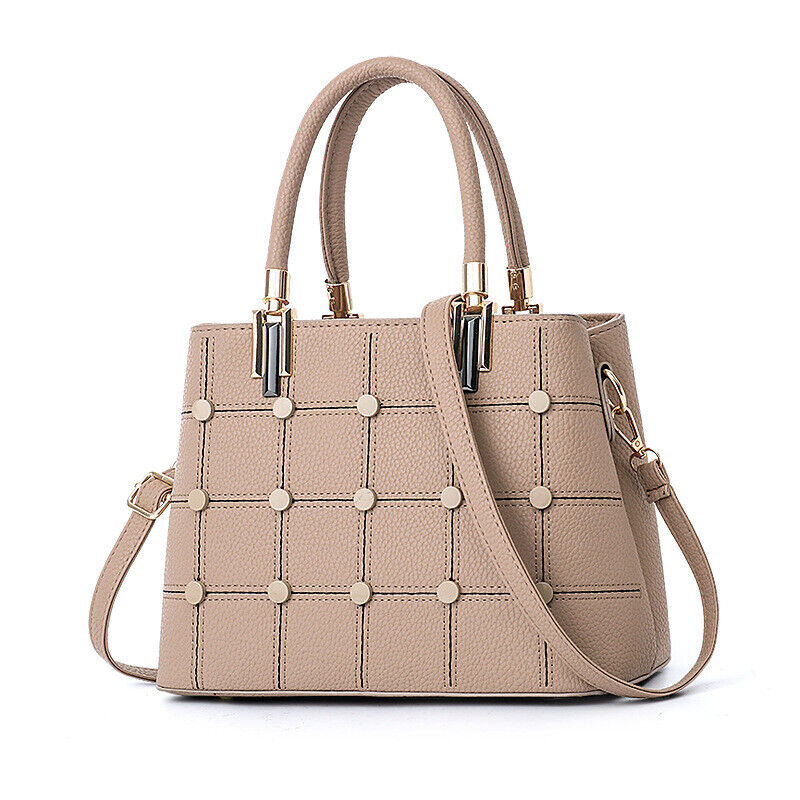Fashion Women Lady PU Leather Handbag Rivet Purse Shoulder Satchel Messenger Bag