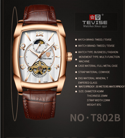 Swiss brand Tevise fashionable men's fully automatic mechanical wrist watch 802b