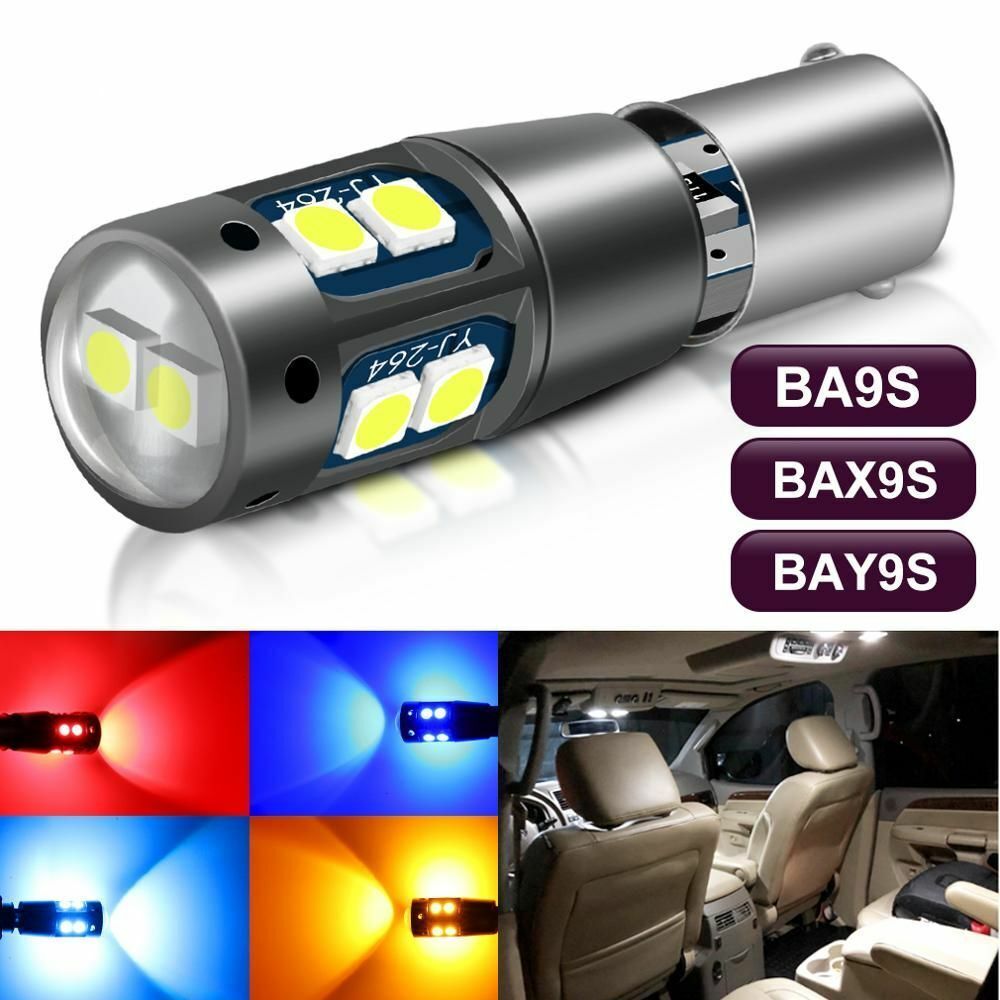 1pc LED Bulb BA9S BAX9S BAY9S H21W BAY9S H6W T4W T11 10SMD 3030 Chips Canbus Car