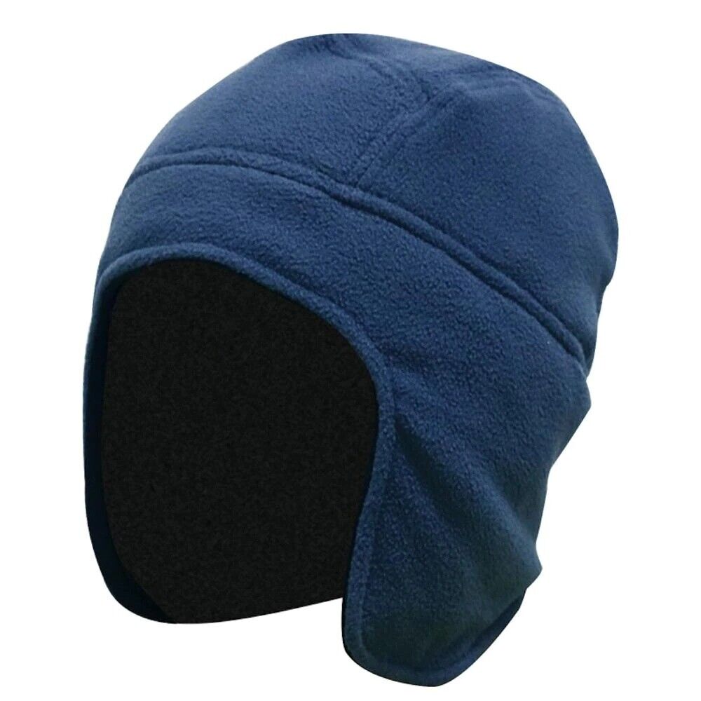 Men Women Warm Fleece Beanie Earflap Solid Color Adjustable Winter Hat Skull Cap