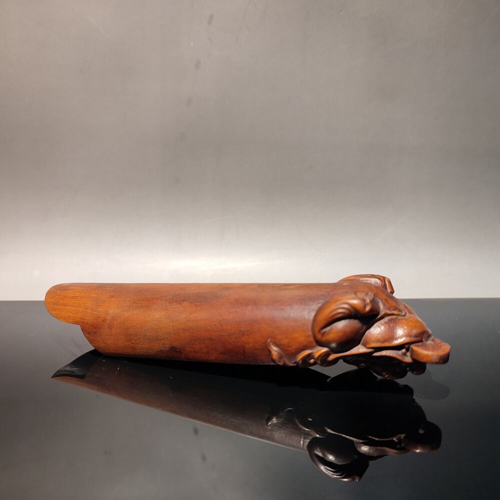 Fine wood carved decor Boxwood wooden statue carvings Tea shovel Tea Toad gifts