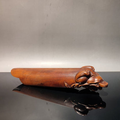 Fine wood carved decor Boxwood wooden statue carvings Tea shovel Tea Toad gifts