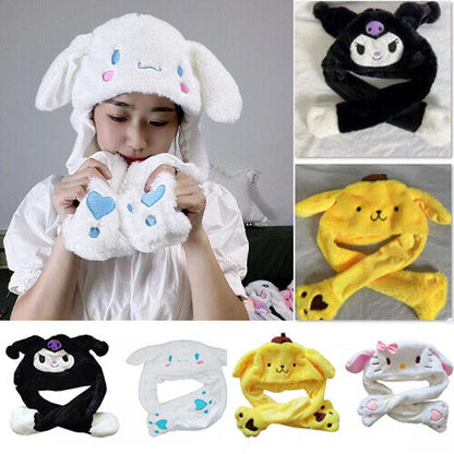 Women Kuromi Melody Plush Cap Cinnamoroll Moving Ear UP Hat Airbag Cap Doll Hats